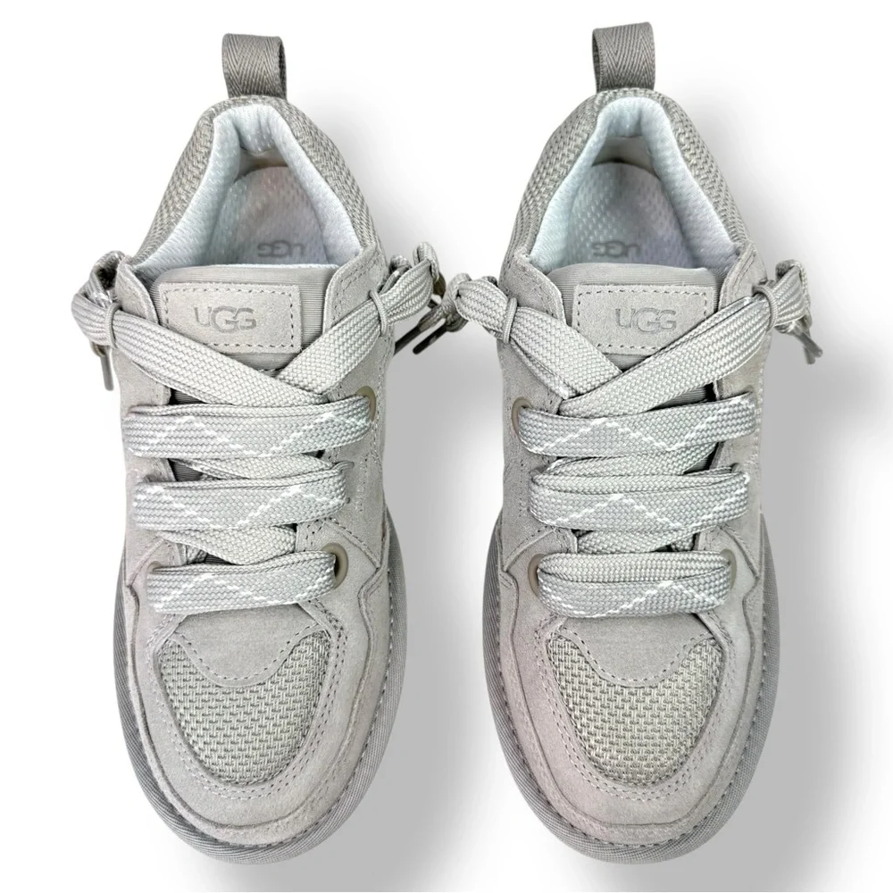 UGG Lo Lowmel Platform Sneakers Gray Suede Size 7 Y2K Preppy 90s Academia